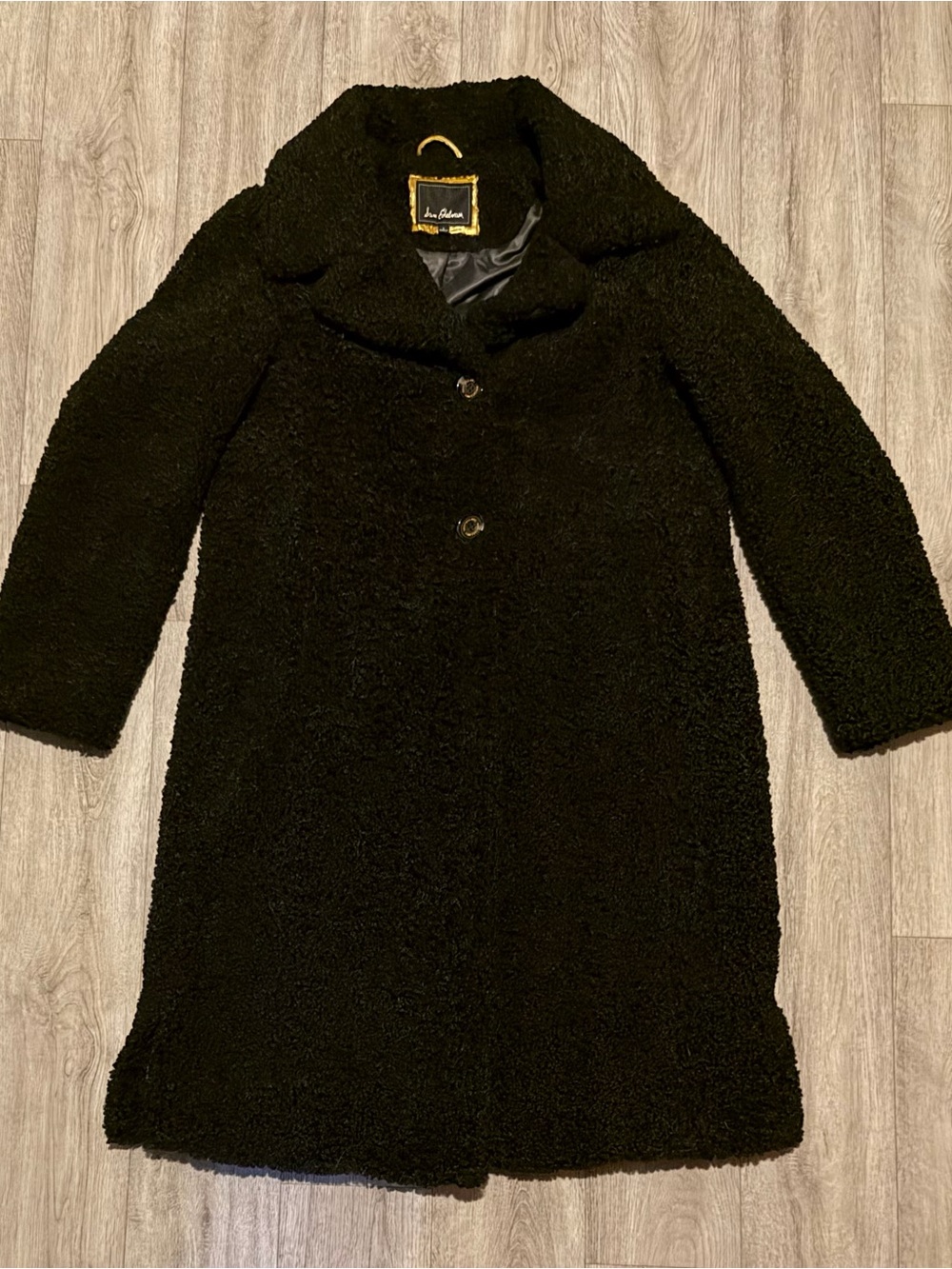 Sam Edelman Size Large Single Breast Faux Fur Teddy Coat Curly Boucle Black